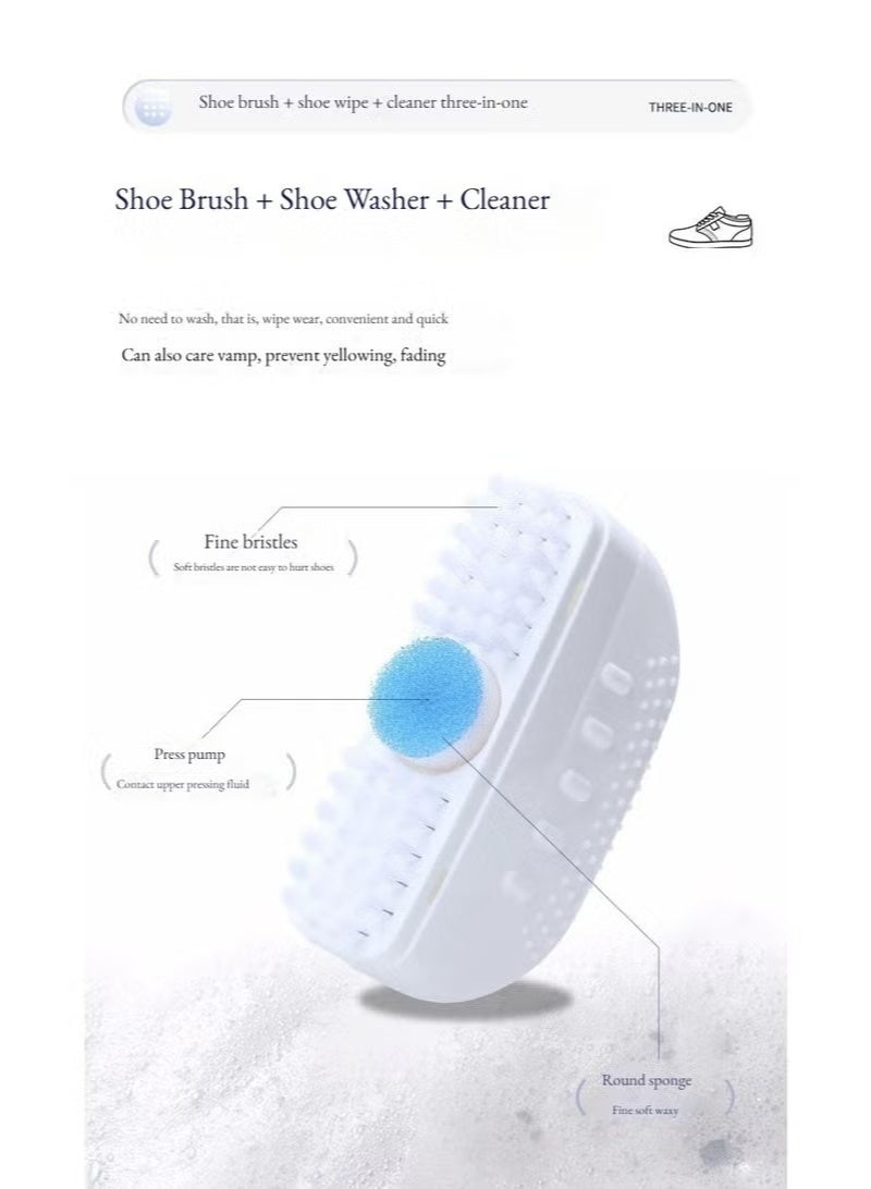 Instant White 3-in-1 Shoe Cleaner (Brush, Sponge & Foam) - Powerful Yellowing & Whitening Remover with Bio-Enzyme Technology | Gentle formula for deep cleaning all types of shoes: canvas, sports, and leather, without washing or damaging the fabric. - Image 3